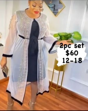 2pcs Set Kneel Gown With Transparent Jacket