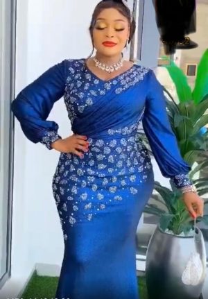 Blue Colour Long-sleeved Dress