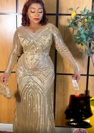 Gold Shinny Longsleeved Gown