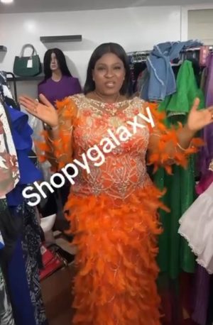 Orange Feathered Design Gown