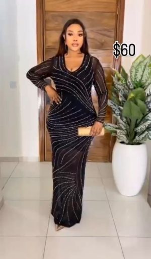 Dark Colour With Silver Stripe Overall Longsleeved Dress