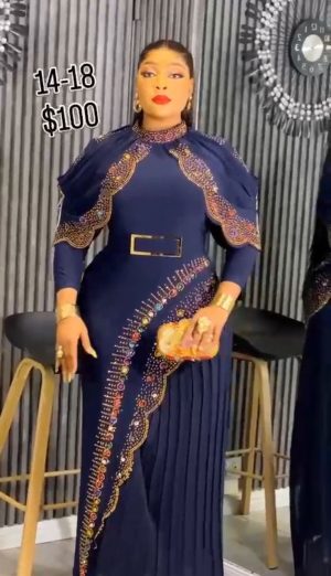 Blue Longsleeved Dress With Shinning